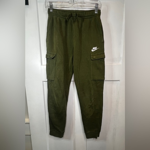 Nike Sportswear Youth Cargo Joggers Fleece Athletic Sweatpants Large Green - Picture 1 of 7